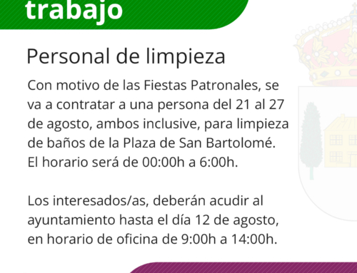 Oferta de empleo – Personal de limpieza – Fiestas