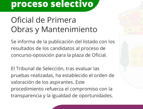 Resultado del proceso selectivo: Oficial de Primera de Obras y Mantenimiento