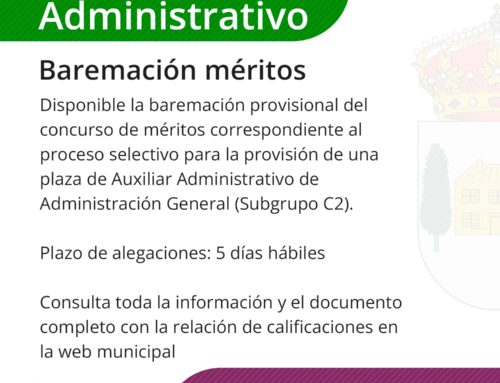 Baremación méritos plaza Auxiliar Administrativo