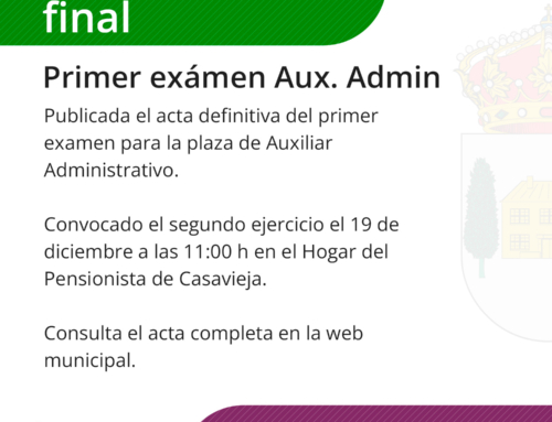 Acta definitiva de calificaciones del primer ejercicio Auxiliar Administrativo