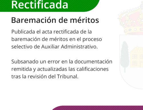 Acta Rectificada de la baremación de méritos